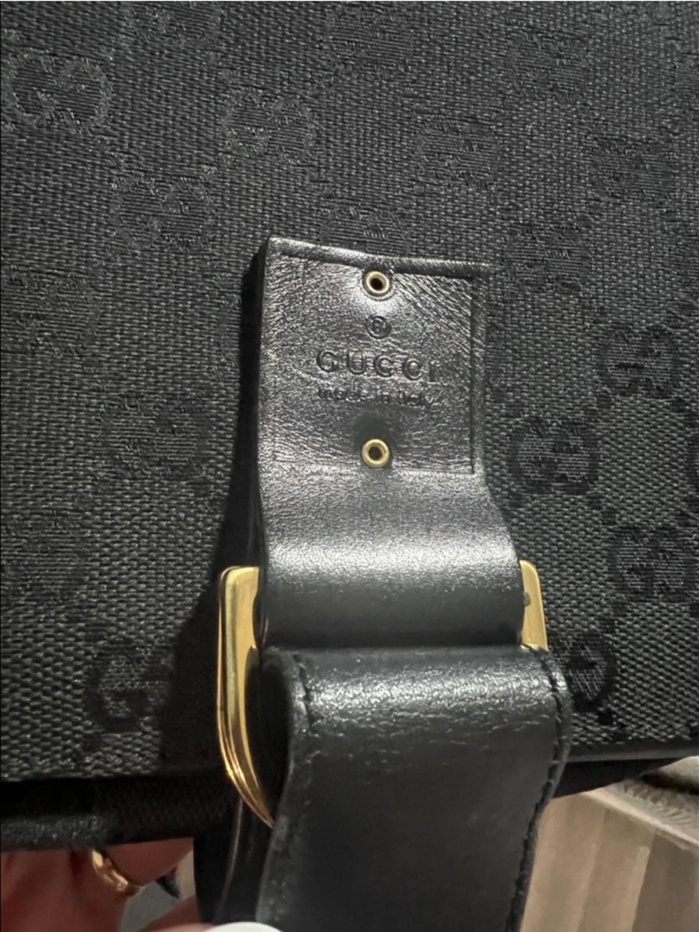 Gucci Black GG Monogram Shoulder Bag with Gold Hardware - Picture 5 of 11